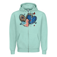 Seafoam american flag leopard hearts Zipper Hoodie - MaliasSmallBusiness
