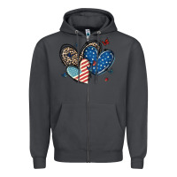 Smoke american flag leopard hearts Zipper Hoodie - MaliasSmallBusiness