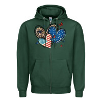 Sports Green american flag leopard hearts Zipper Hoodie - MaliasSmallBusiness
