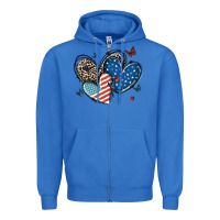 True Royal american flag leopard hearts Zipper Hoodie - MaliasSmallBusiness