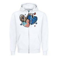 White american flag leopard hearts Zipper Hoodie - MaliasSmallBusiness