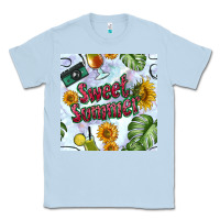 Dusty Blue sweet summer seamless pattern Classic Tee - BundleAndBundleShop