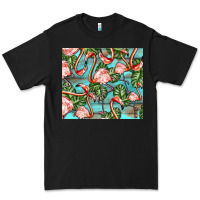 Black flamingos with leaves Premium Tee - BarkalooDesign