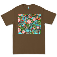 Cacao flamingos with leaves Premium Tee - BarkalooDesign