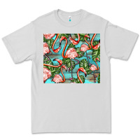 Dove Grey flamingos with leaves Premium Tee - BarkalooDesign