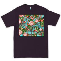 Plum flamingos with leaves Premium Tee - BarkalooDesign