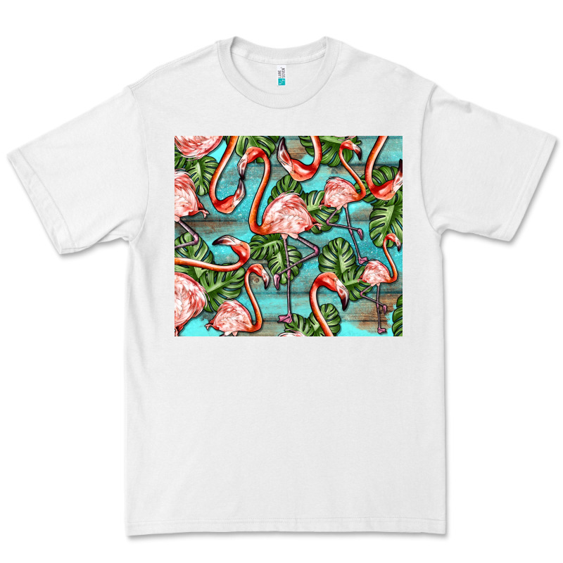 Flamingos With Leaves Premium Tee by BarkalooDesign | Teevron