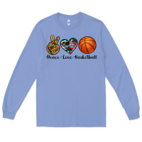 Colony Blue peace love basketball Long Sleeve Tee - Artiststas