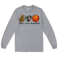 Heather Grey peace love basketball Long Sleeve Tee - Artiststas