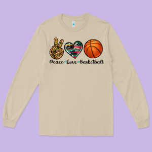 Peace Love Basketball Long Sleeve Tee Designed By Artiststas