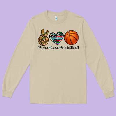 Peace Love Basketball Long Sleeve Tee Designed By Artiststas