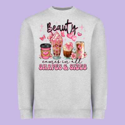 Beauty Comes In All Shapes And Sizes Coffee Cups Heavyweight Sweatshirt Designed By Jahusdesignshop