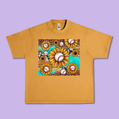 Baseball Leopard Turquoise Sunflower Urban Heavy Tee Designed By Jahusdesignshop