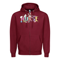 Burgundy easter nurse Zipper Hoodie - MaliasSmallBusiness