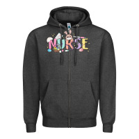 Charcoal Heather easter nurse Zipper Hoodie - MaliasSmallBusiness