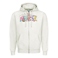 Oatmeal Heather easter nurse Zipper Hoodie - MaliasSmallBusiness