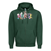 Sports Green easter nurse Zipper Hoodie - MaliasSmallBusiness