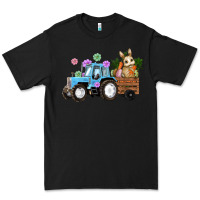 Black Happy Easter Tractor with Bunny Flowers and Carrot Premium Tee - RanaPortraitStore