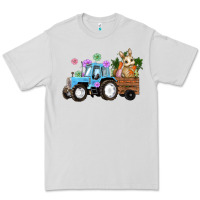 Dove Grey Happy Easter Tractor with Bunny Flowers and Carrot Premium Tee - RanaPortraitStore