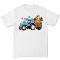White Happy Easter Tractor with Bunny Flowers and Carrot Premium Tee - RanaPortraitStore