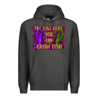 Charcoal Heather mardi gras i'm just here for the craw fish with lobster Premium Hoodie - RanaPortraitStore