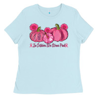 Baby Blue in october we wear pink pumpkins Ladies Tee - AdoDesignShop