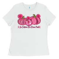 White in october we wear pink pumpkins Ladies Tee - AdoDesignShop