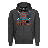 Charcoal Heather dream' in red white and blue Zipper Hoodie - MaliasSmallBusiness