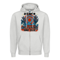 Dove Grey dream' in red white and blue Zipper Hoodie - MaliasSmallBusiness