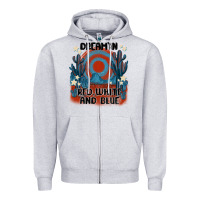 Heather Grey dream' in red white and blue Zipper Hoodie - MaliasSmallBusiness
