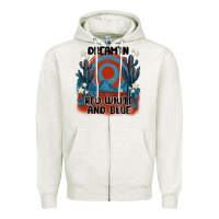Oatmeal Heather dream' in red white and blue Zipper Hoodie - MaliasSmallBusiness