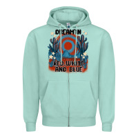 Seafoam dream' in red white and blue Zipper Hoodie - MaliasSmallBusiness