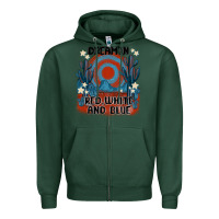 Sports Green dream' in red white and blue Zipper Hoodie - MaliasSmallBusiness