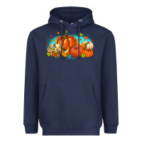 Navy thankful pumpkins Heavyweight Hoodie - MaliasSmallBusiness