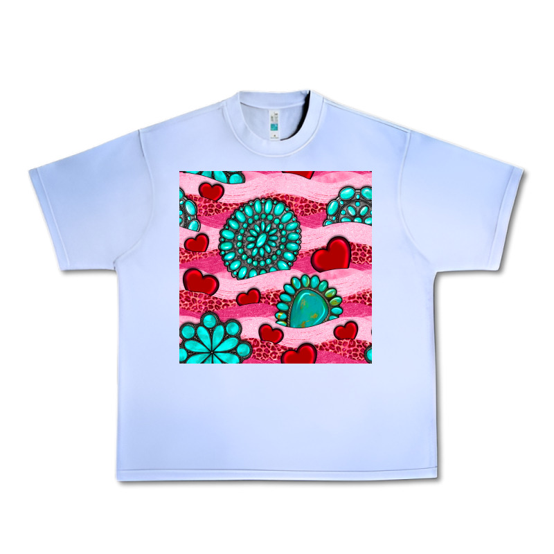 Valentines Day Turquoise Gemstone  And Hearts Urban Heavy Tee by BundleAndBundleShop | Teevron