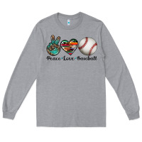 Heather Grey peace love baseball Long Sleeve Tee - Artiststas