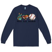 Navy peace love baseball Long Sleeve Tee - Artiststas