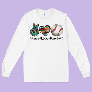 Peace Love Baseball Long Sleeve Tee Designed By Artiststas
