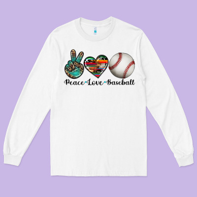 Peace Love Baseball Long Sleeve Tee Designed By Artiststas