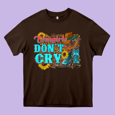Cowgirls Don't Crty Boots Hat Sunflowers Heavy Core Tee Designed By Artiststas