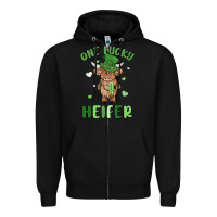 Black one lucky heifer Zipper Hoodie - MaliasSmallBusiness