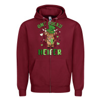 Burgundy one lucky heifer Zipper Hoodie - MaliasSmallBusiness