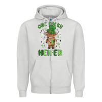 Dove Grey one lucky heifer Zipper Hoodie - MaliasSmallBusiness
