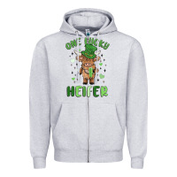 Heather Grey one lucky heifer Zipper Hoodie - MaliasSmallBusiness