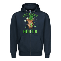 Navy one lucky heifer Zipper Hoodie - MaliasSmallBusiness