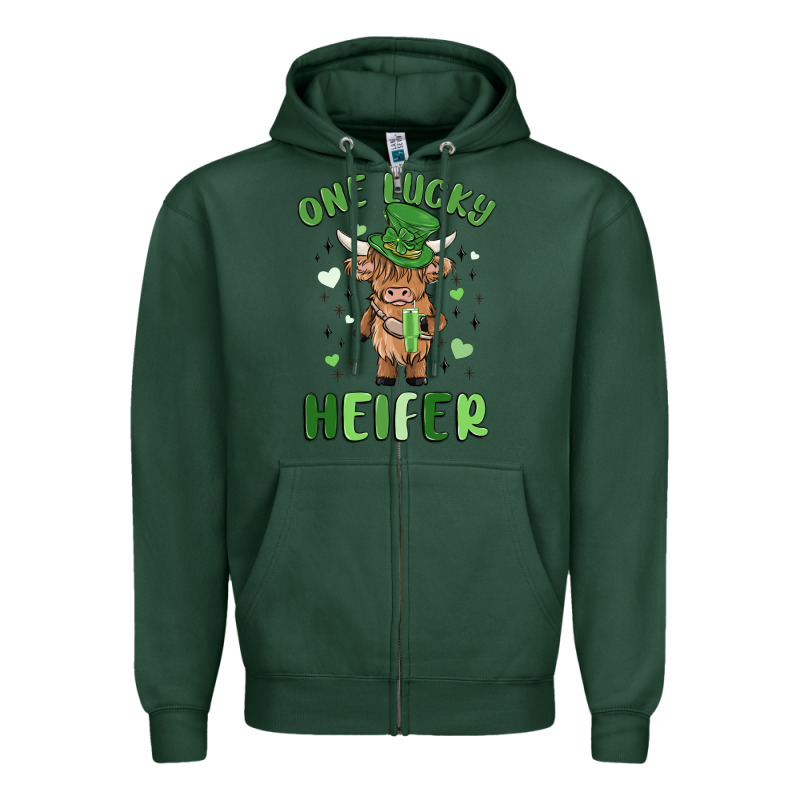 One Lucky Heifer Zipper Hoodie by MaliasSmallBusiness | Teevron
