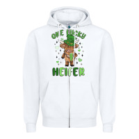 White one lucky heifer Zipper Hoodie - MaliasSmallBusiness