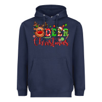 Navy Deer Christmas reindeer Heavyweight Hoodie - NancyCooperArtShop