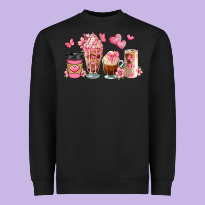 Floral Coffee Cups Heavyweight Sweatshirt Designed By Jahusdesignshop