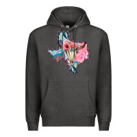 Charcoal Heather Texas Boho Bull Skull Premium Hoodie - Bettercallsaul